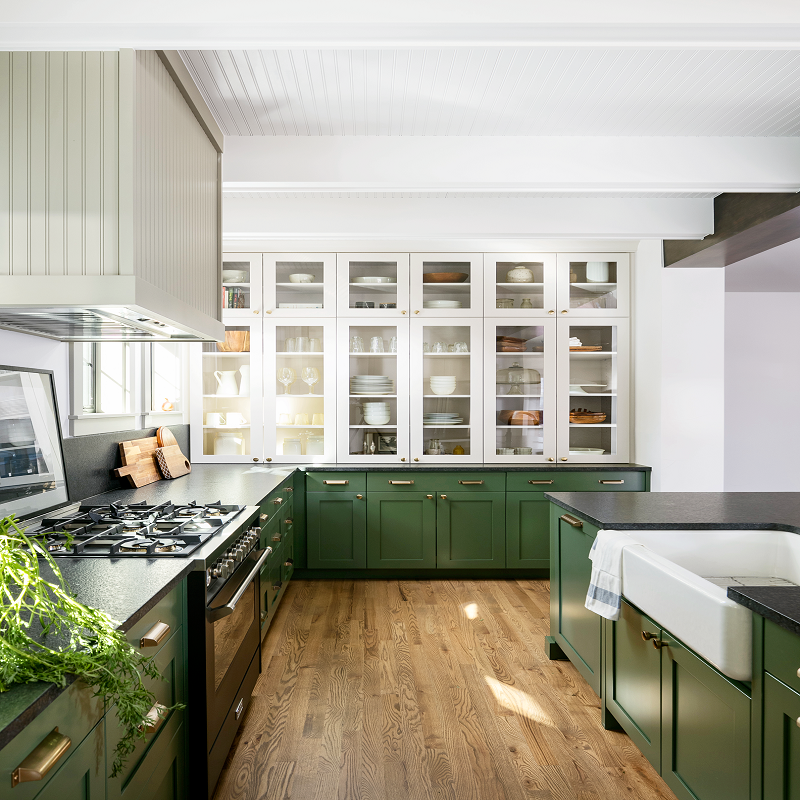 green cabinet kitchen