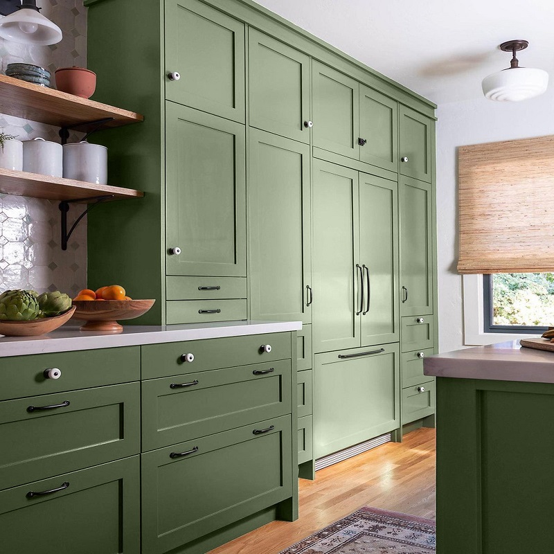 green cabinet kitchen