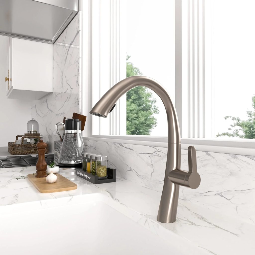 brushed nickel kitchen faucets