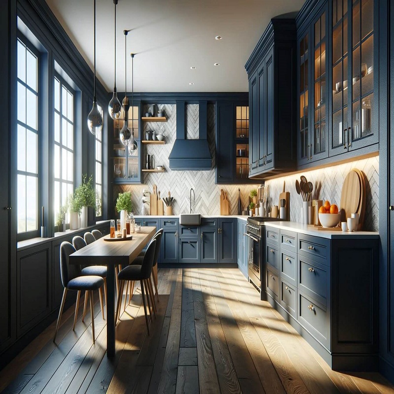 blue cabinet kitchen