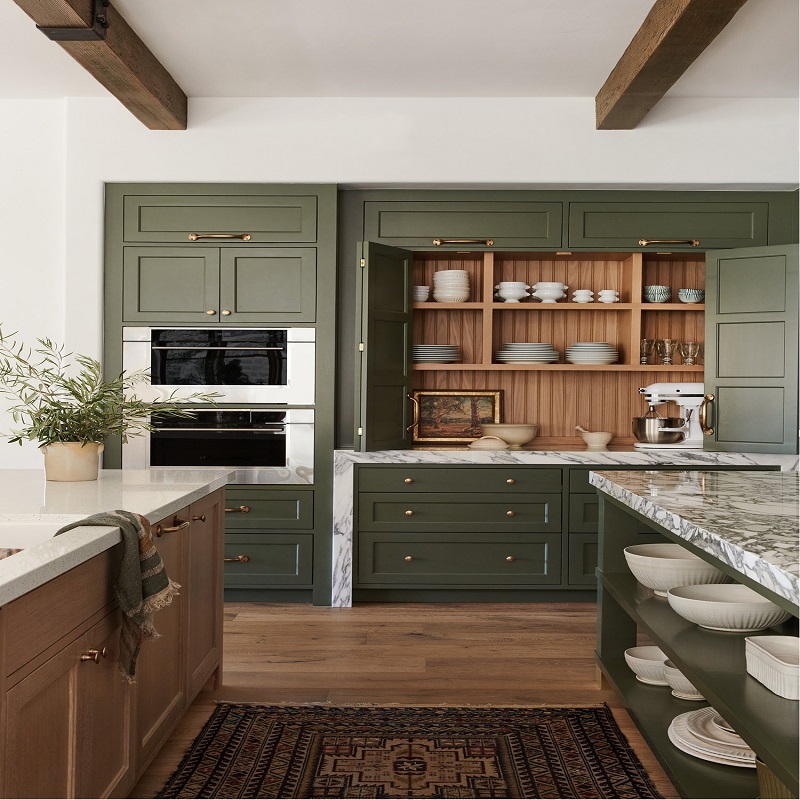 green cabinet kitchen