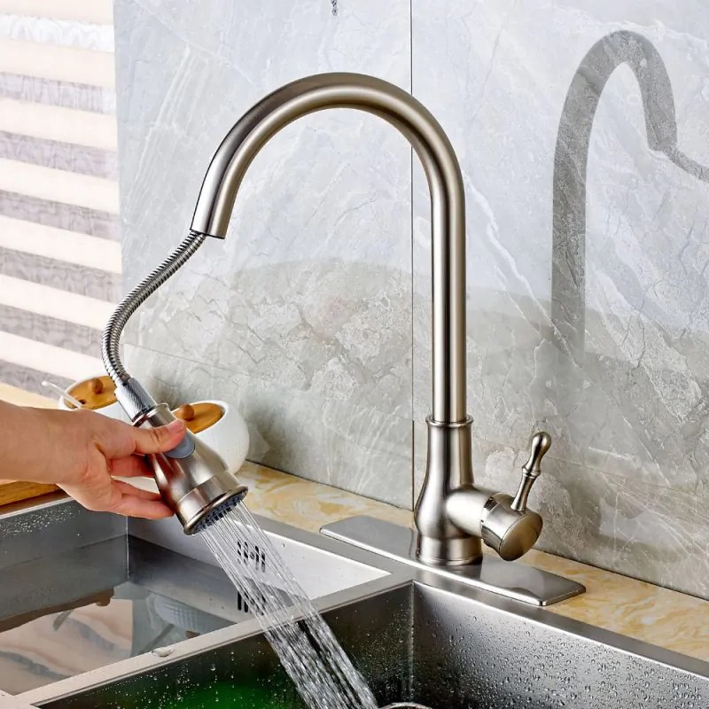 brushed nickel kitchen faucets